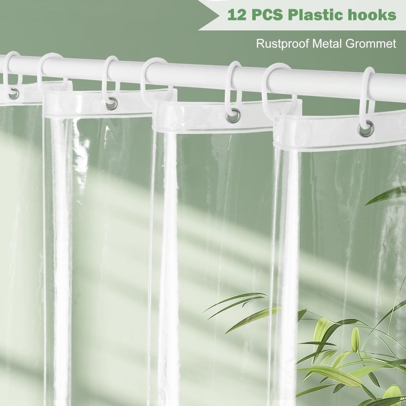 UFRIDAY Clear Shower Curtain , Extra Long Shower Curtain Liner 72x78 Inch ,Bathroom Curtain Waterproof with 5 Magnets Bottom, for Home and Hotel,PEVA - Image 3